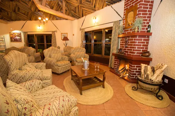 Bar lounge sofas by the fireplace